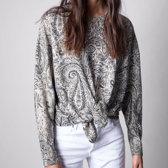 Zadig & Voltaire Ruby Paisley Sweater Top Pullover NWT Size XS PRICE FIRMMMM - Picture 1 of 7